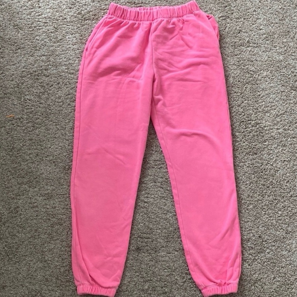Bright pink jogger sweatpants